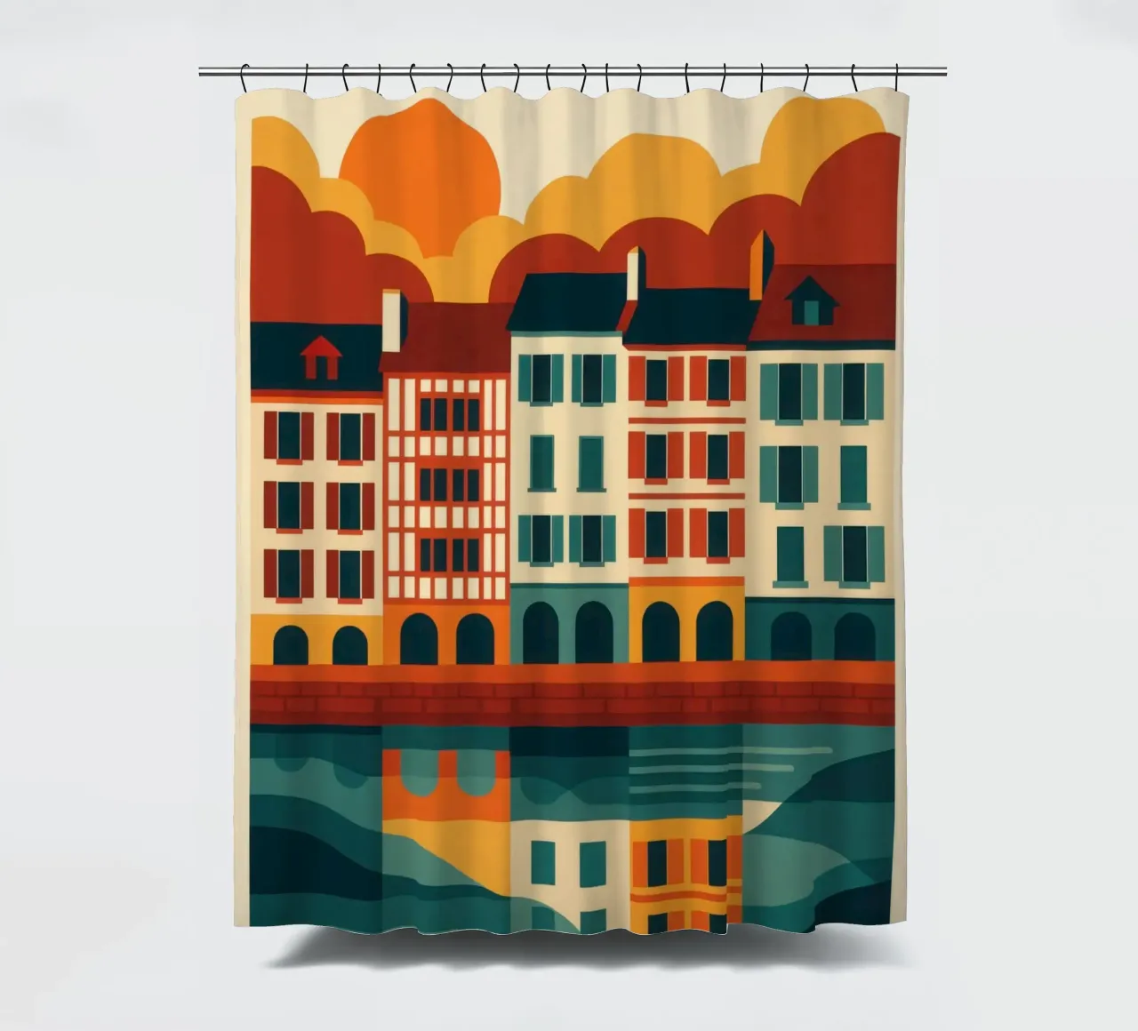 Bayonne, riflessi di sud-ovest sulla facciata tenda da doccia da JETLAG | affiches voyage