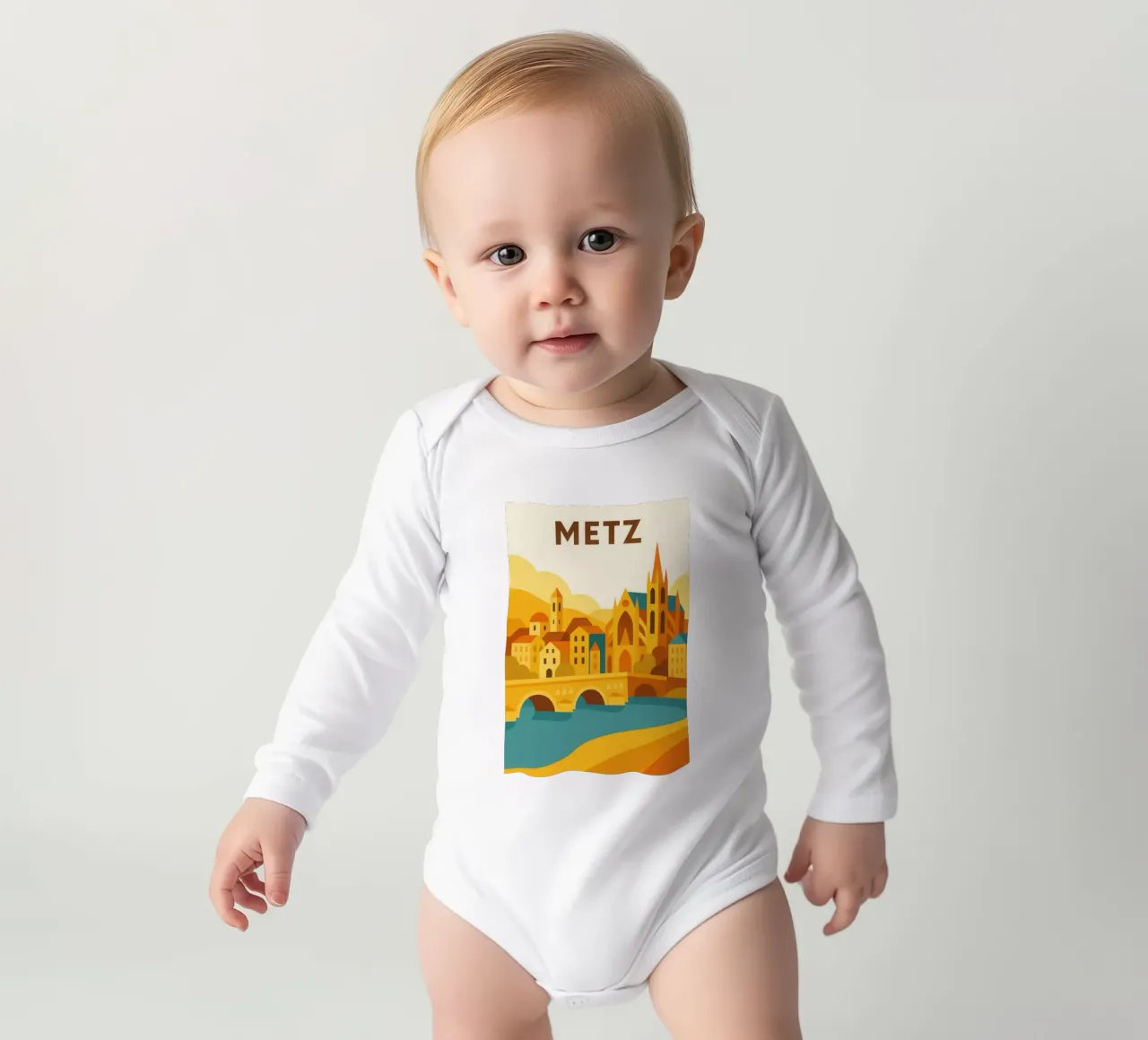 Metz, gouden licht op de kathedraalstad babyrompertje lange mouwen van JETLAG | affiches voyage