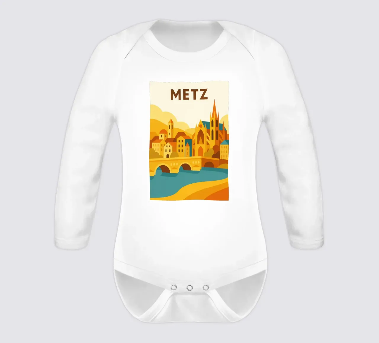 Metz, gouden licht op de kathedraalstad babyrompertje lange mouwen van JETLAG | affiches voyage