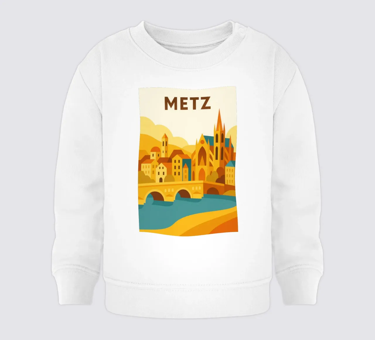 Metz, luce dorata sulla città cattedrale felpa neonato da JETLAG | affiches voyage