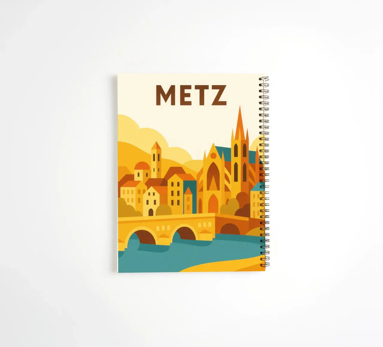 Metz, golden light on the cathedral city spiral notebook by JETLAG | affiches voyage