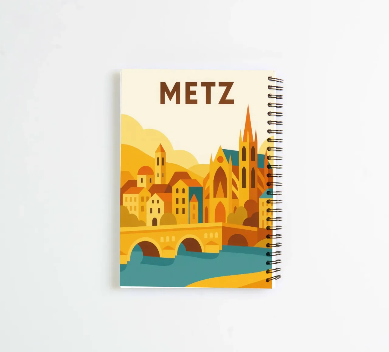 Metz, golden light on the cathedral city spiral notebook by JETLAG | affiches voyage