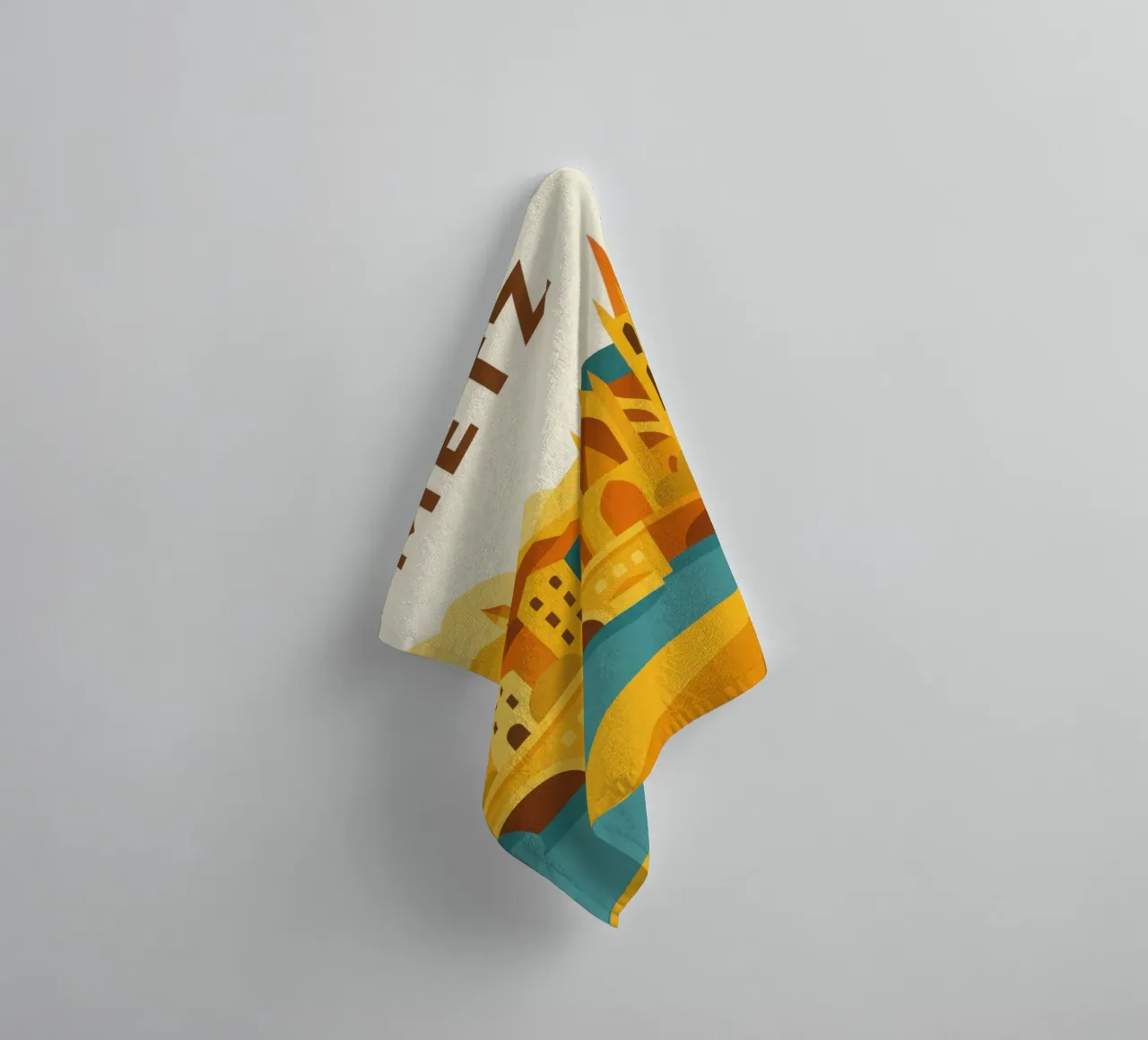 Metz, golden light on the cathedral city towel by JETLAG | affiches voyage