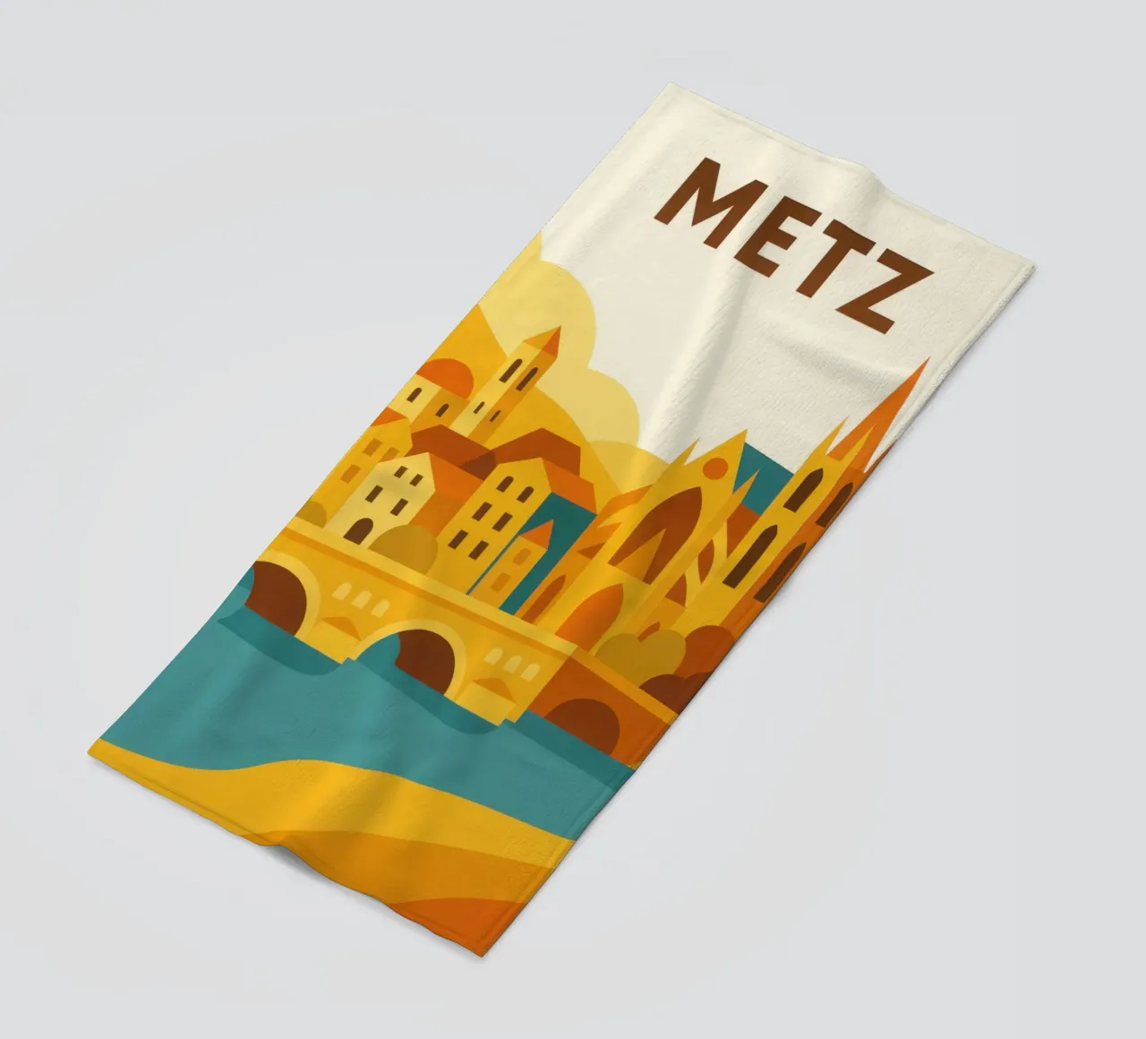 Metz, luce dorata sulla città cattedrale telo mare da JETLAG | affiches voyage