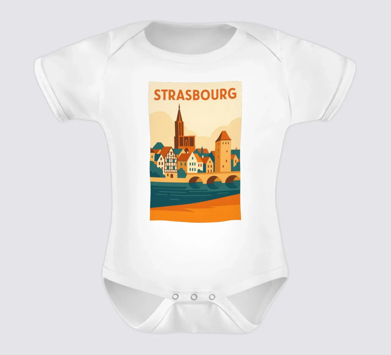 Strasburgo, tra case a graticcio e la cattedrale body neonato maniche corte da JETLAG | affiches voyage