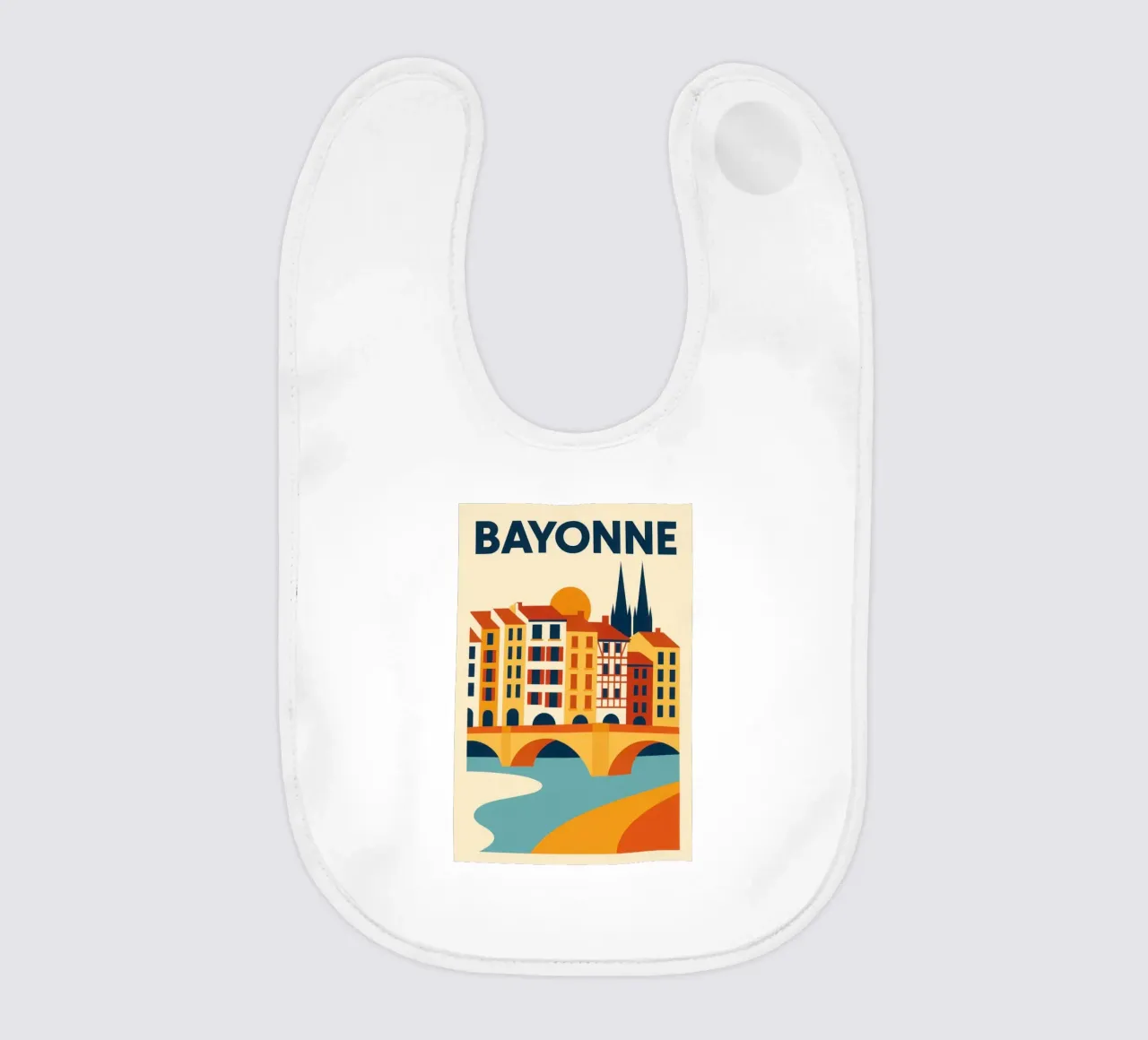 Bayonne, ponti, pinnacoli e peperoni bavaglino da JETLAG | affiches voyage
