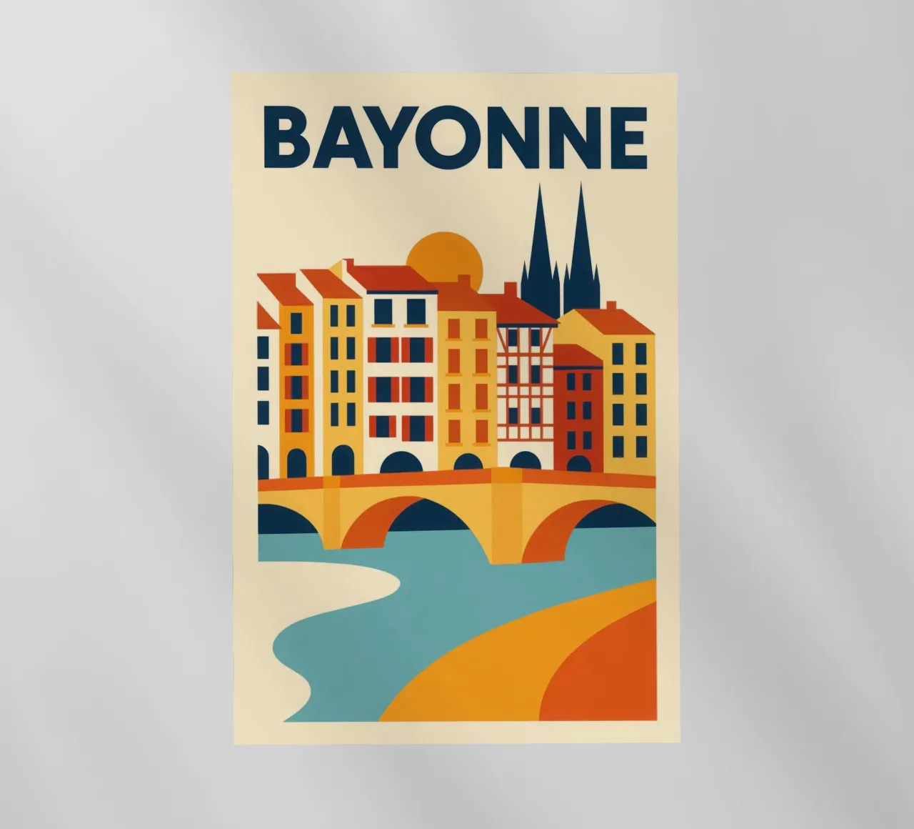 Bayonne, ponti, pinnacoli e peperoni pellicola backlit da JETLAG | affiches voyage