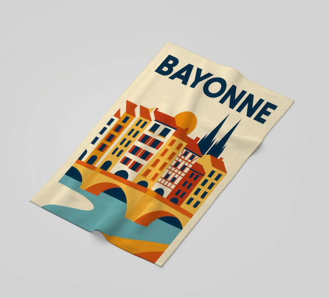 Bayonne, ponti, pinnacoli e peperoni telo mare da JETLAG | affiches voyage