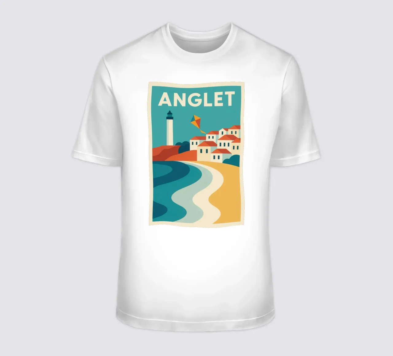 Anglet, aquilone e faro sull'Atlantico t-shirt da JETLAG | affiches voyage