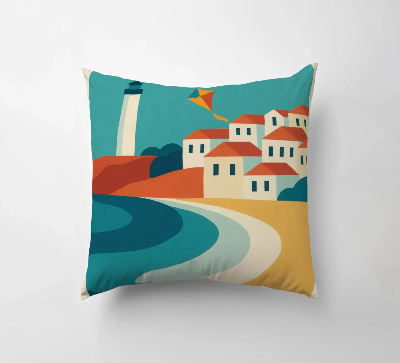 Anglet, aquilone e faro sull'Atlantico cuscino da JETLAG | affiches voyage