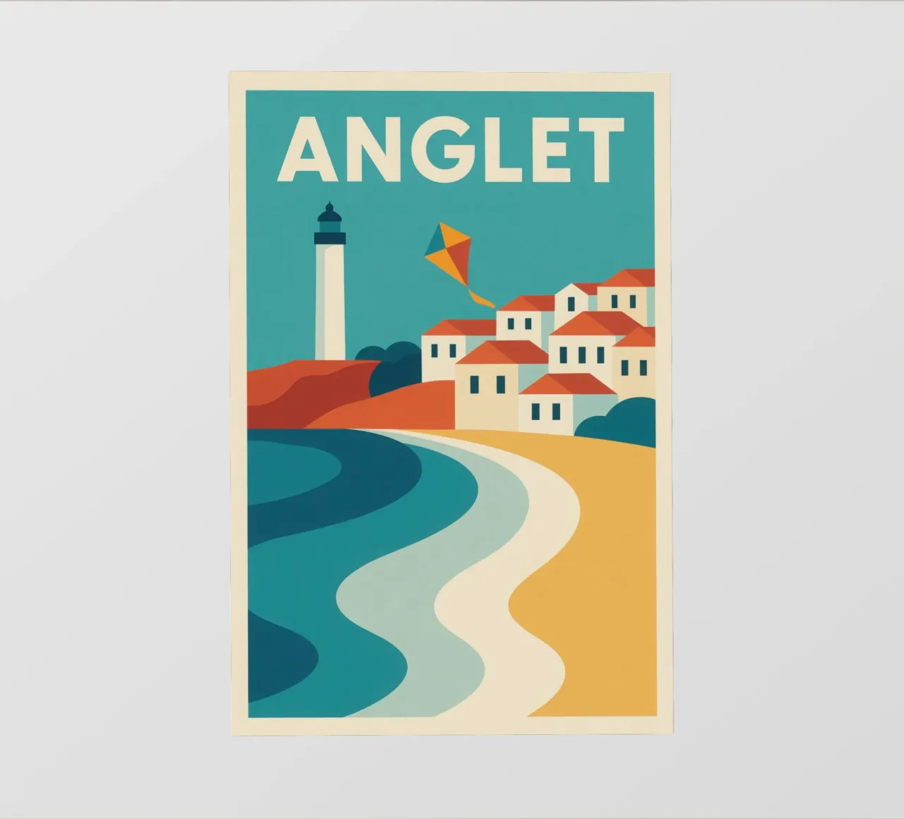 Anglet, aquilone e faro sull'Atlantico telo in pvc da JETLAG | affiches voyage