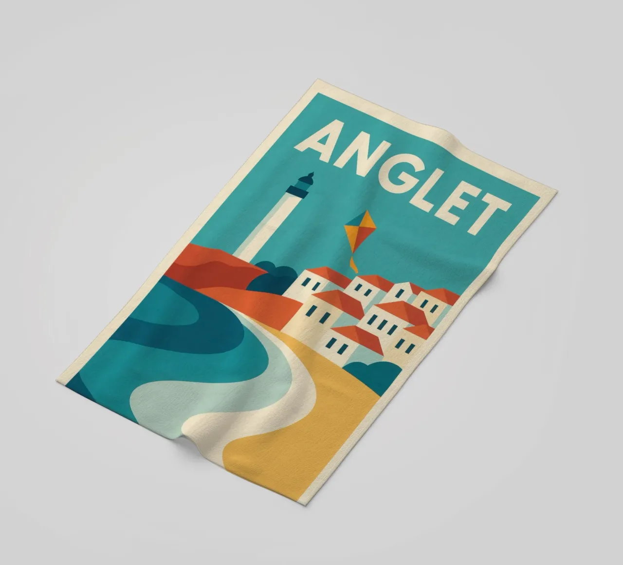 Anglet, aquilone e faro sull'Atlantico telo mare da JETLAG | affiches voyage