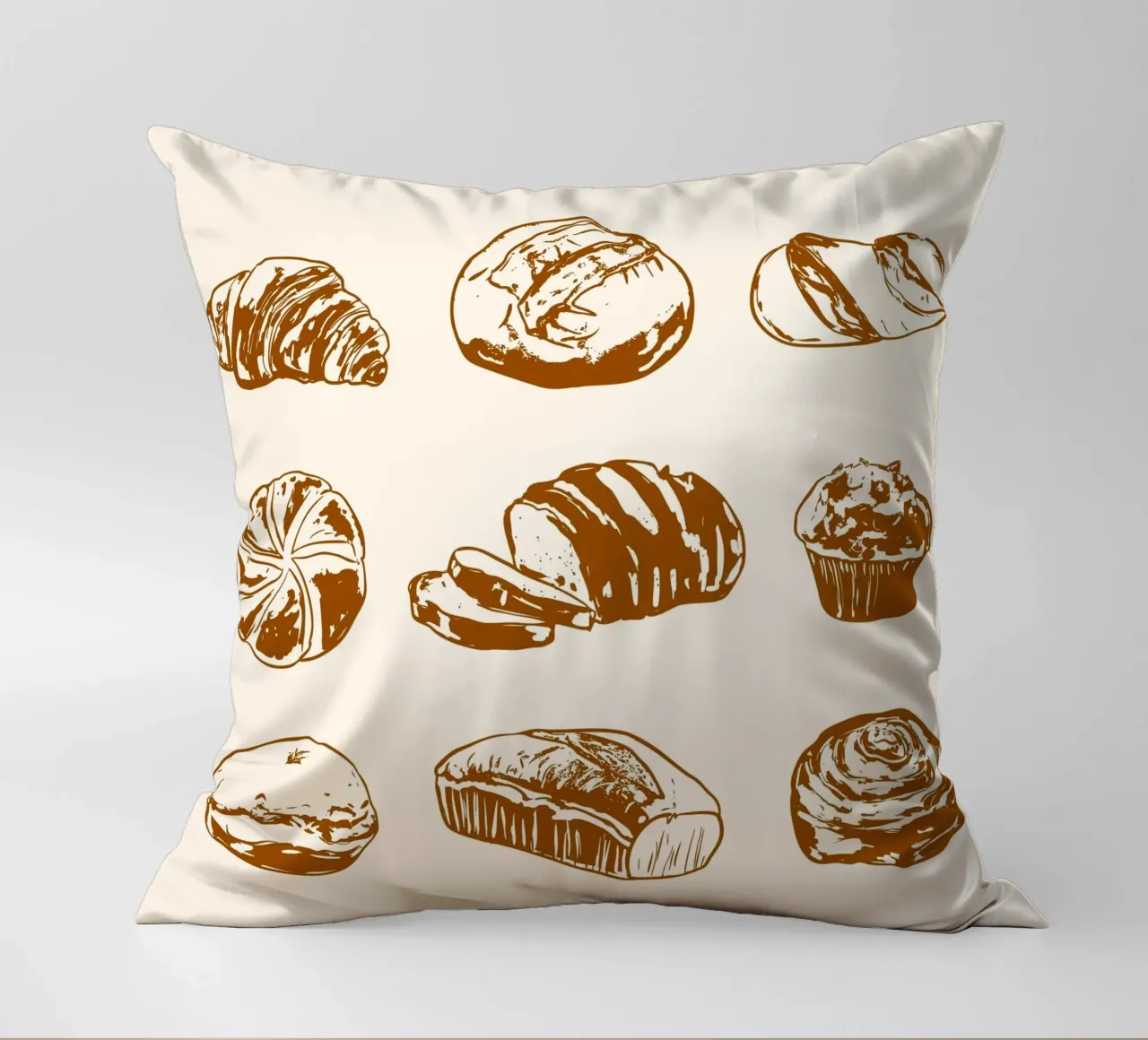 Illustrazione di pane e dolci rustici cuscino da EDMPROJECT