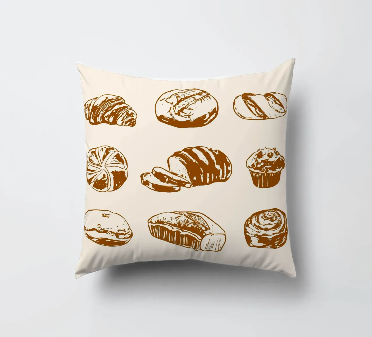 Illustrazione di pane e dolci rustici cuscino da EDMPROJECT