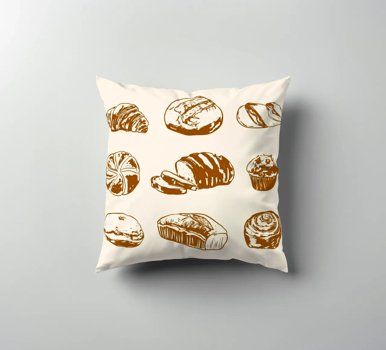 Illustrazione di pane e dolci rustici cuscino da EDMPROJECT