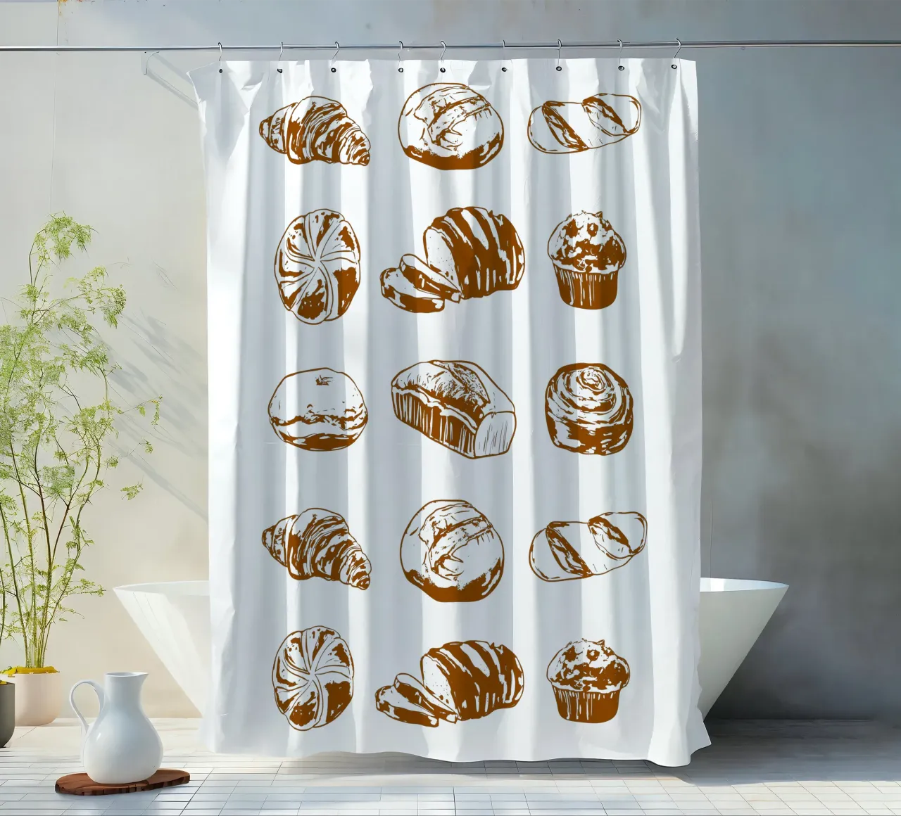 Rustikales Brot & Gebäck Illustration Duschvorhang von EDMPROJECT