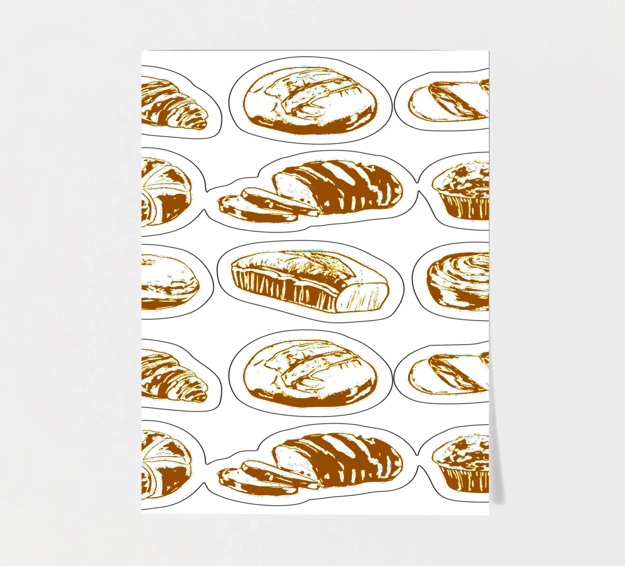 Rustikales Brot & Gebäck Illustration Stickerbogen von EDMPROJECT
