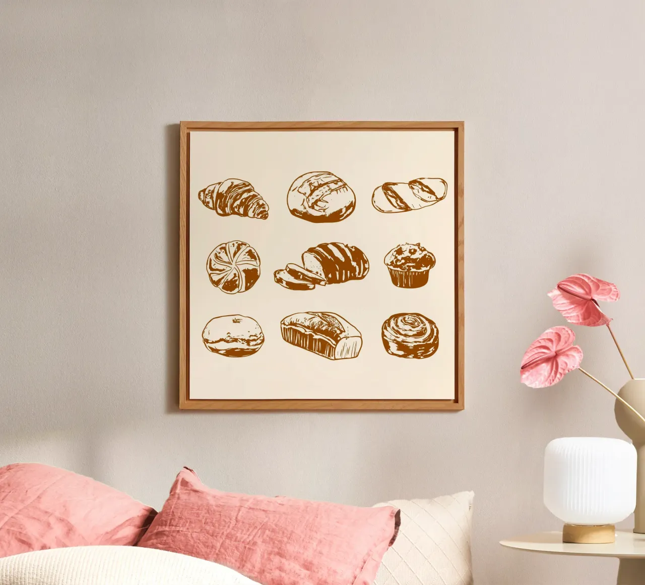Illustrazione di pane e dolci rustici alluminio dibond da EDMPROJECT