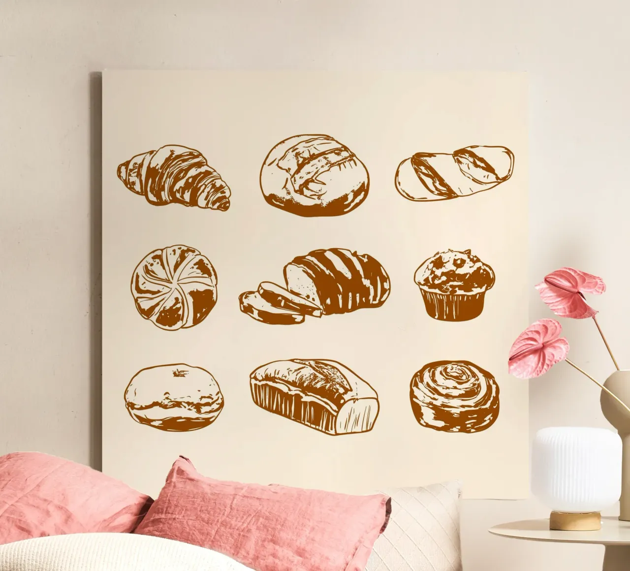 Rustic Bread & Pastries Illustration canvas by EDMPROJECT