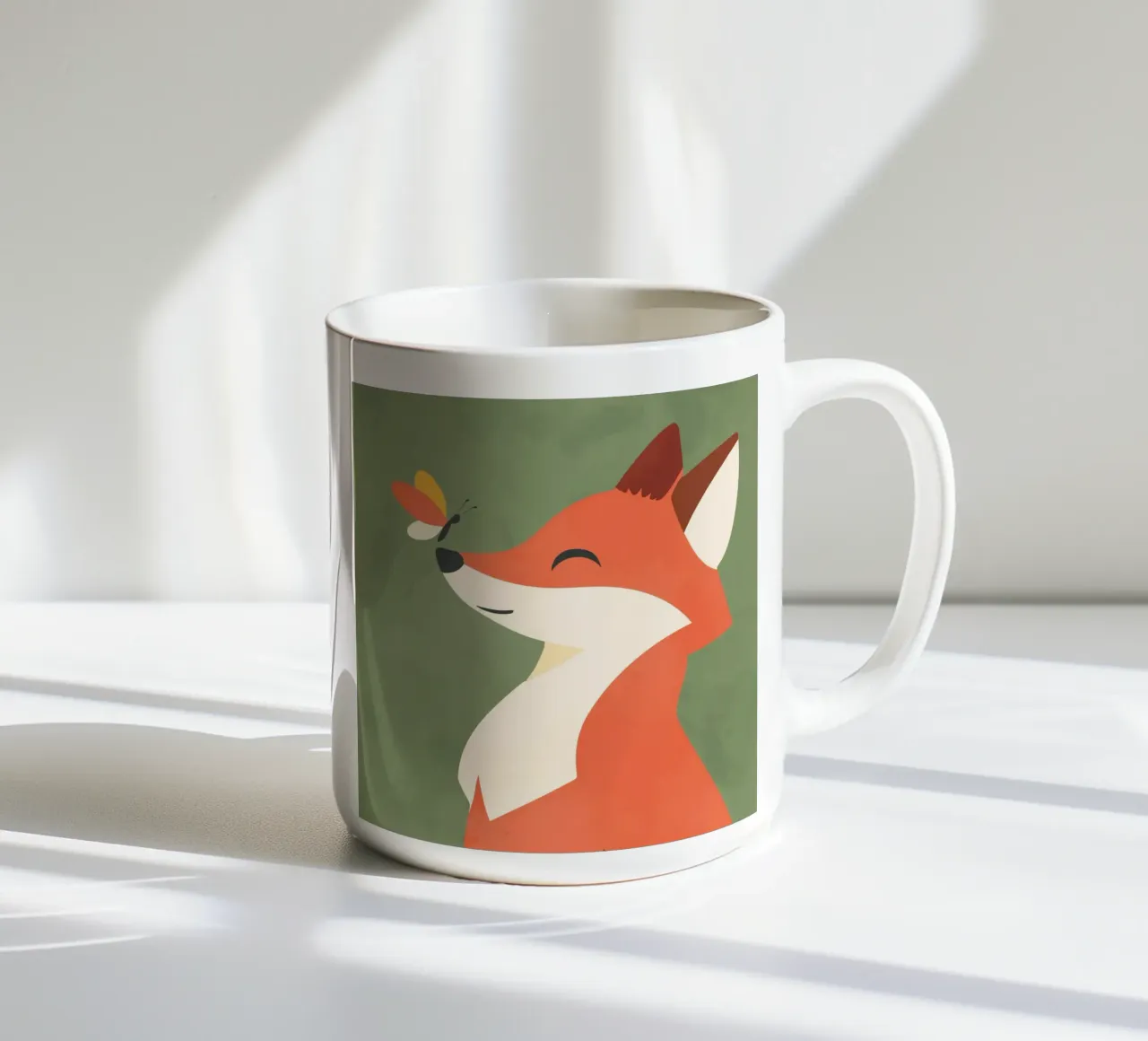 Volpe gentile con farfalla - incontro in armonia tazza in ceramica da namosh