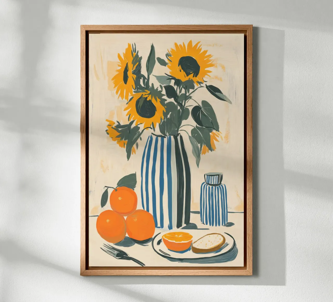 Levendig Zonnebloemen Stilleven canvas met Baklijst van Melloi Art Print