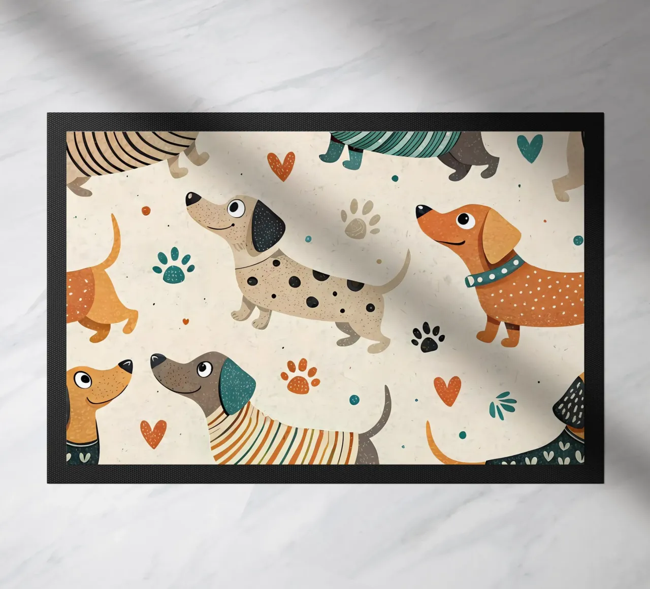 Dog Doodle Pattern doormat by Happy Littles