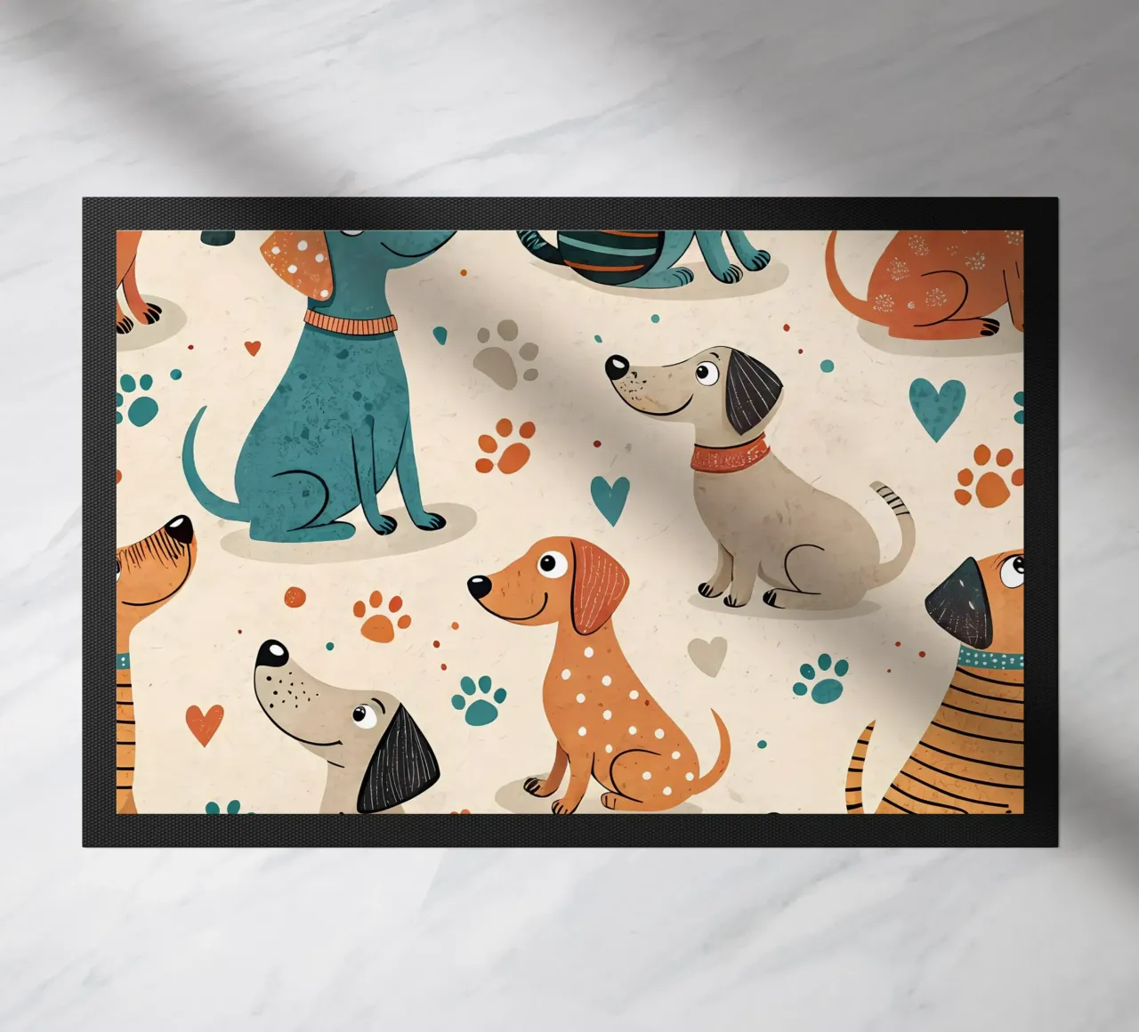 Dog Doodle Pattern doormat by Happy Littles