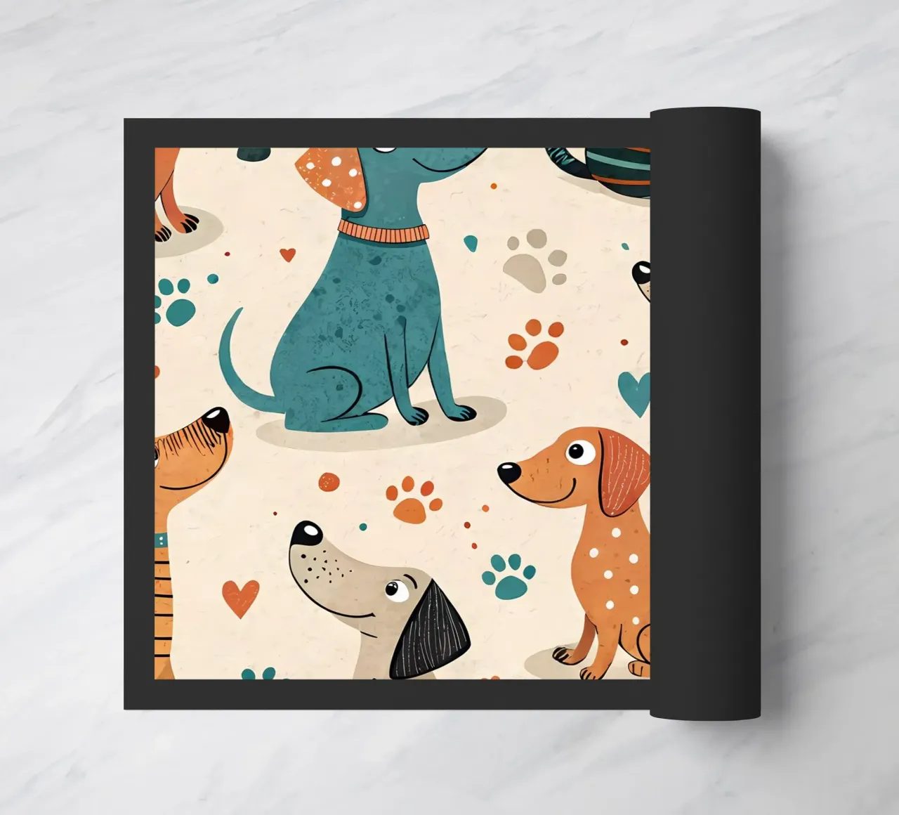 Dog Doodle Pattern doormat by Happy Littles