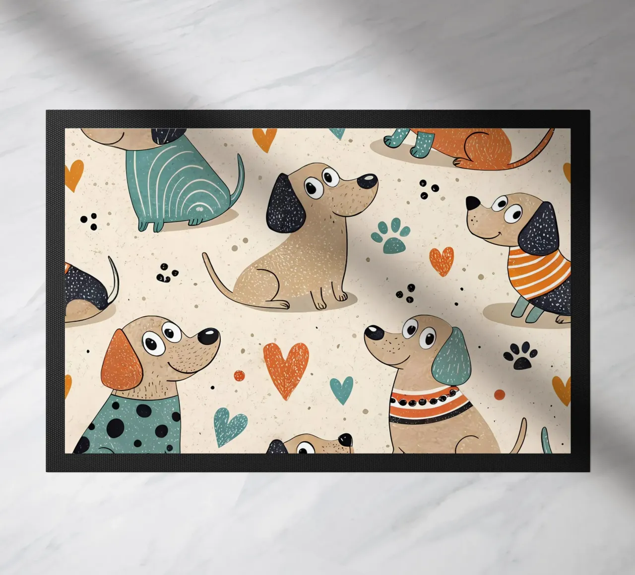 Dog Doodle Pattern doormat by Happy Littles