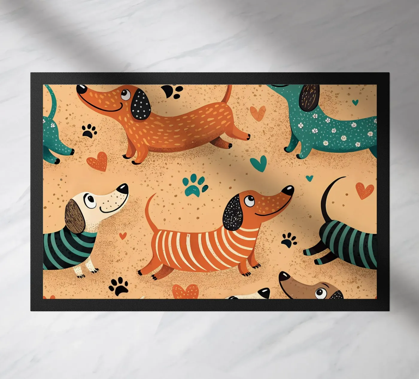 Dog Doodle Pattern doormat by Happy Littles