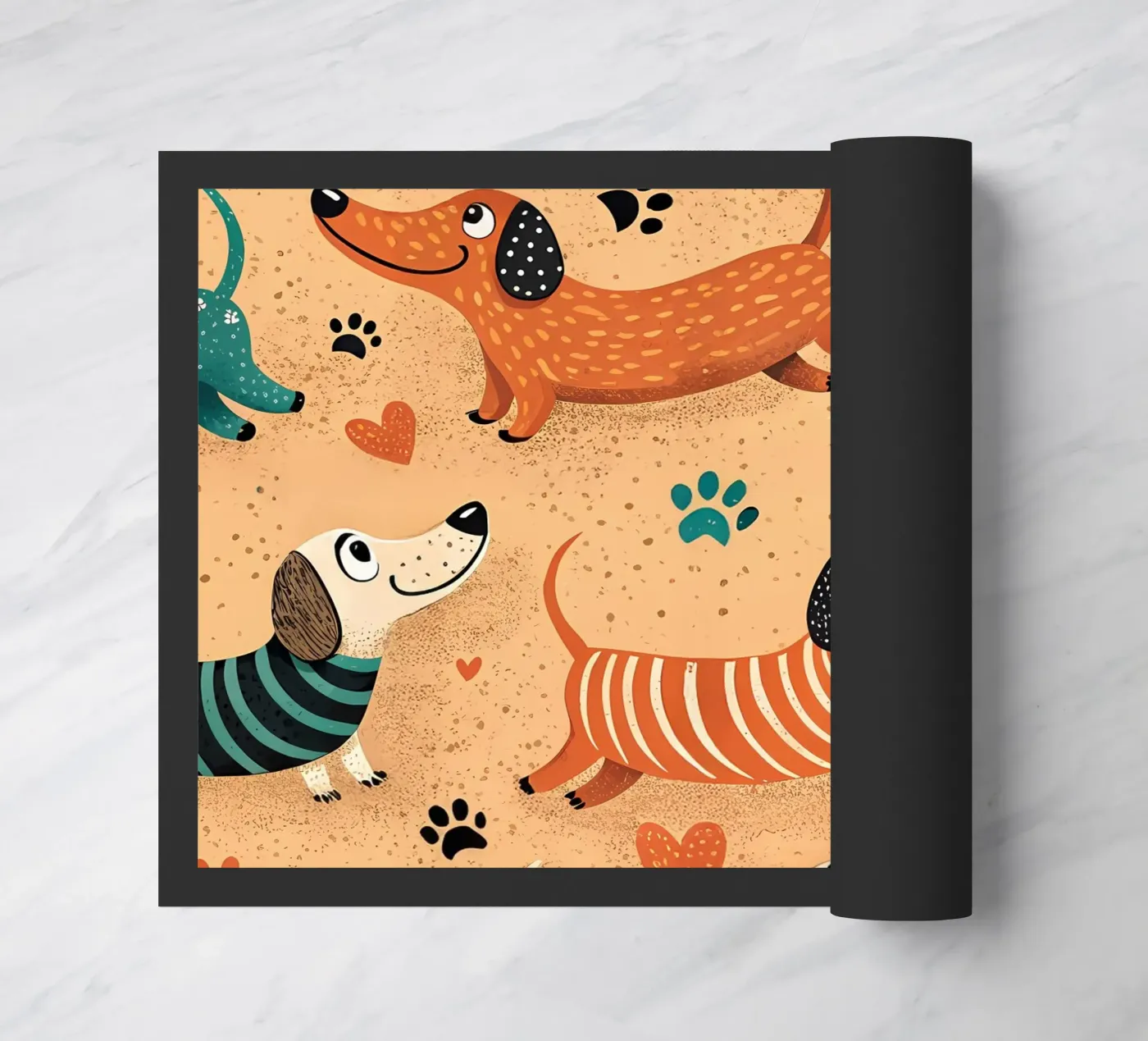 Dog Doodle Pattern doormat by Happy Littles