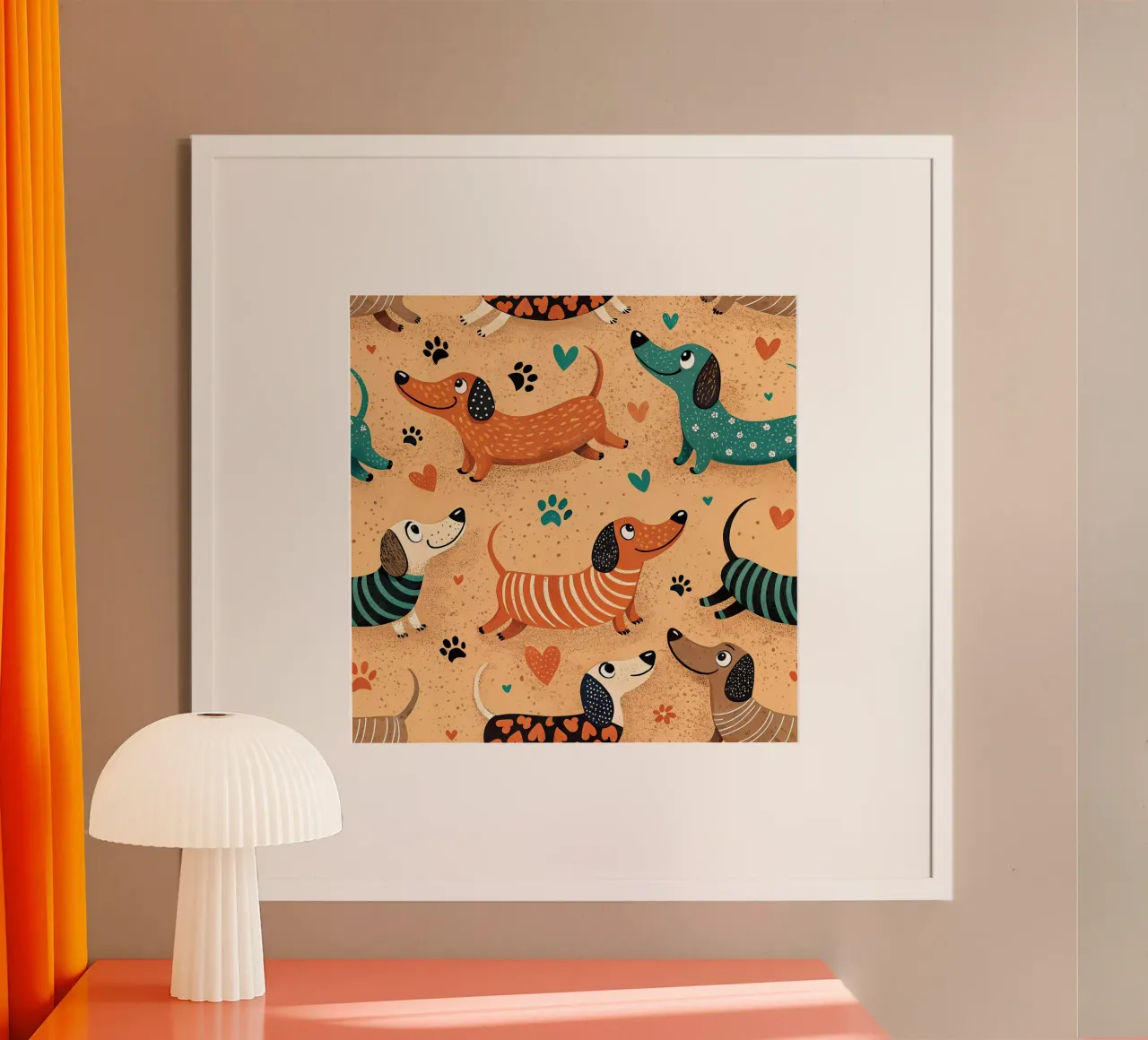 Modello di scarabocchio per cani poster con telaio in plastica da Happy Littles