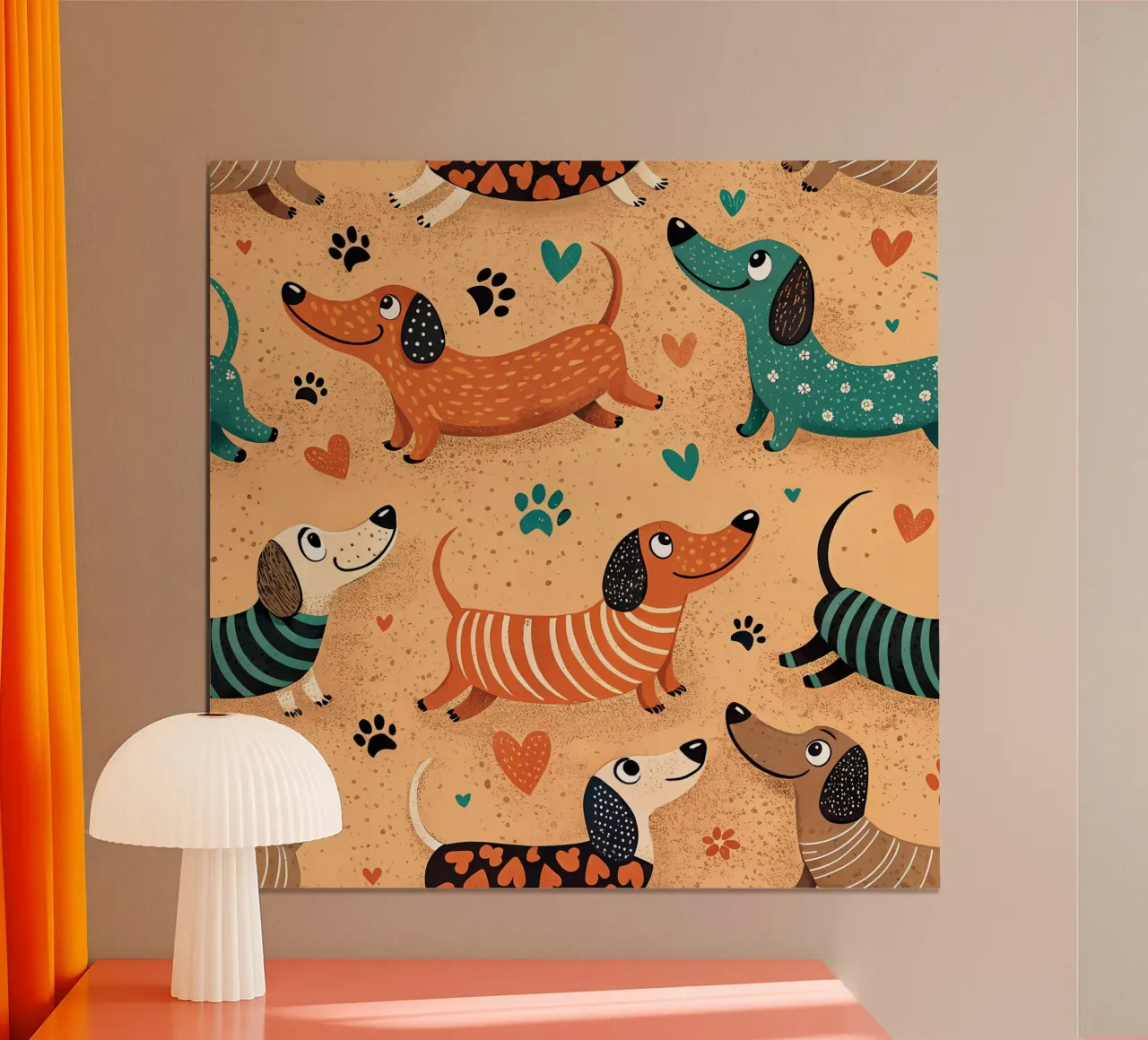 Modello di scarabocchio per cani poster con telaio in plastica da Happy Littles