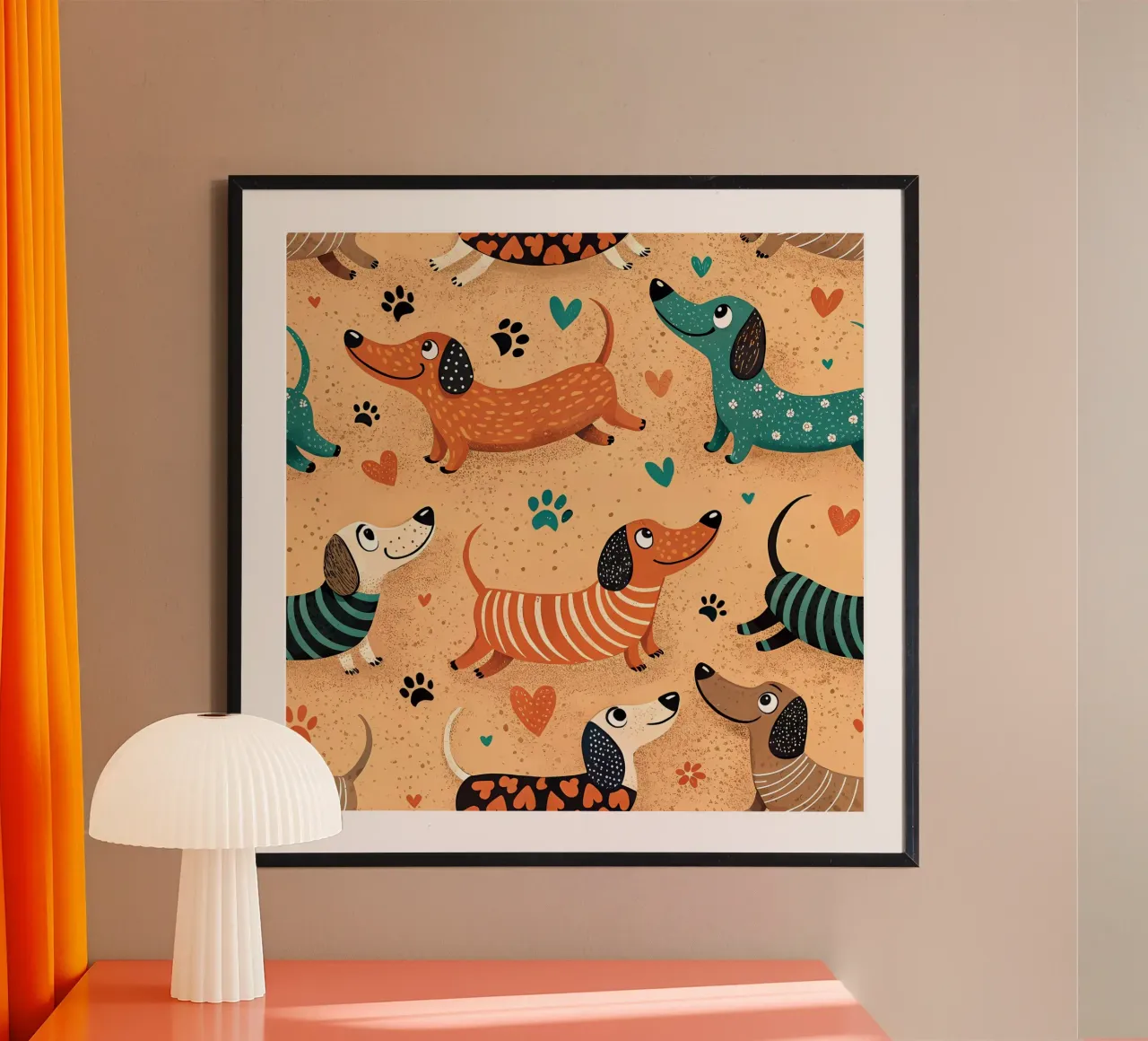 Modello di scarabocchio per cani poster con telaio in plastica da Happy Littles