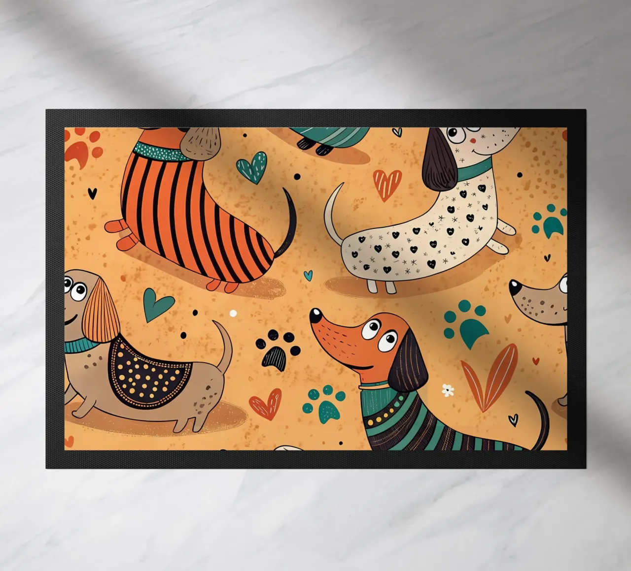 Dog Doodle Pattern doormat by Happy Littles