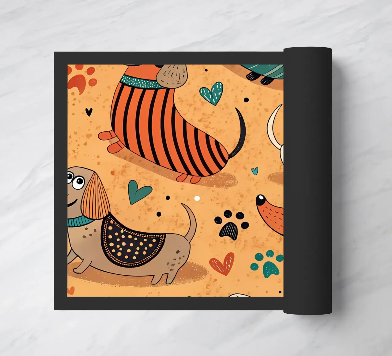 Dog Doodle Pattern doormat by Happy Littles