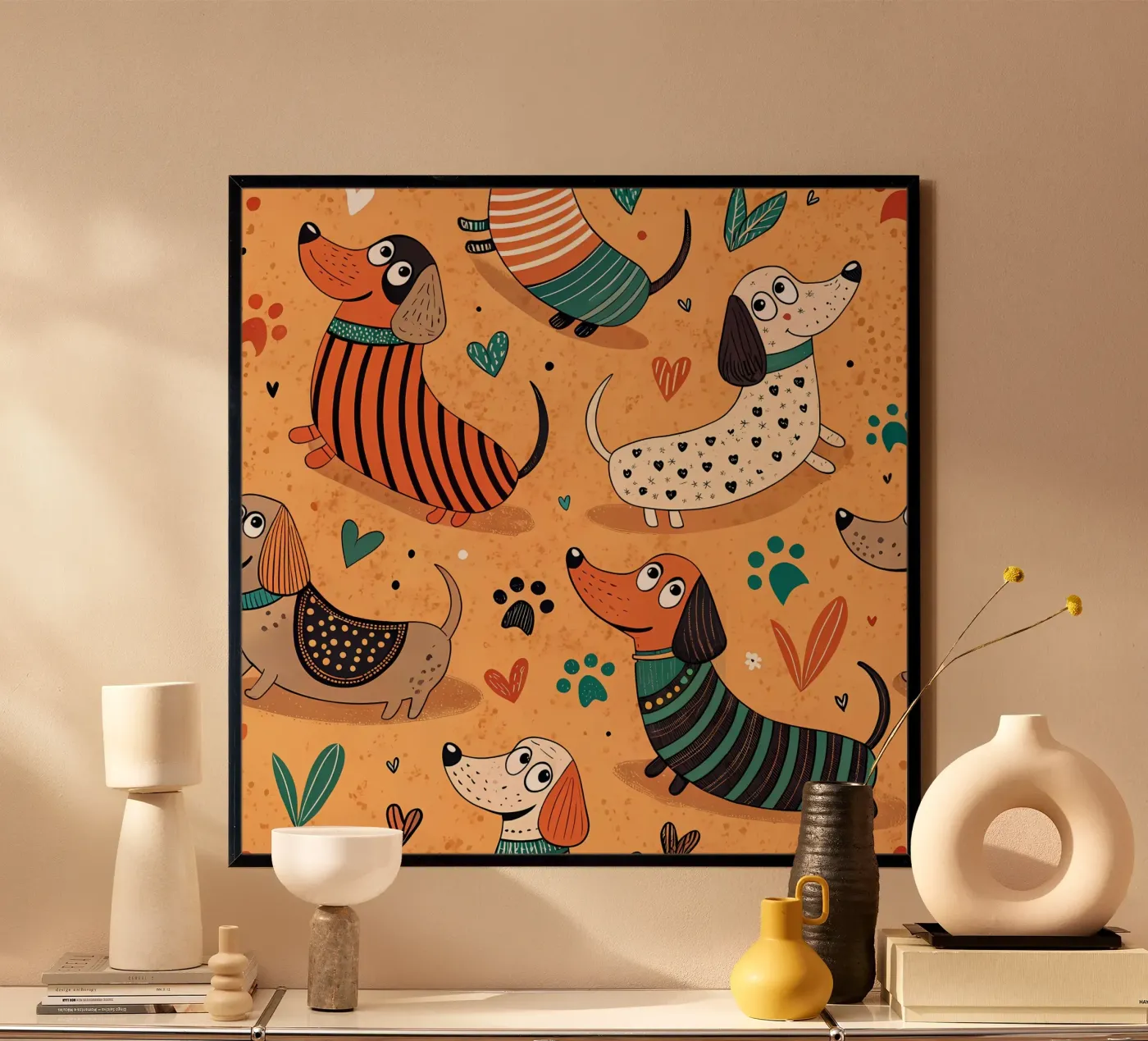 Dog Doodle Pattern poster by Happy Littles