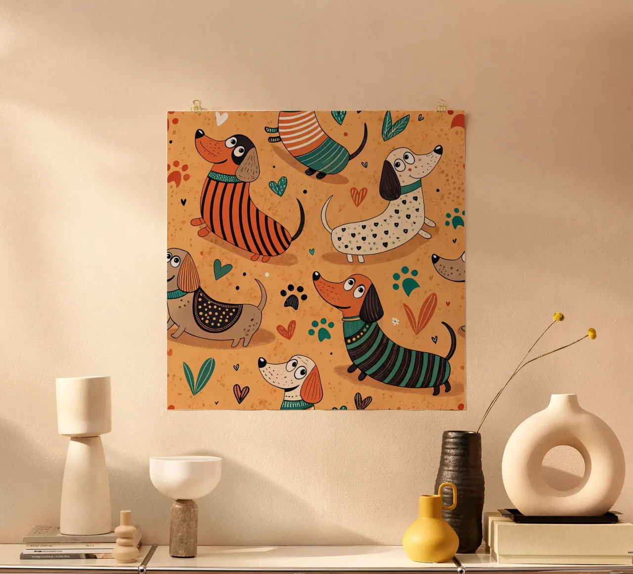 Modello di scarabocchio per cani poster da Happy Littles