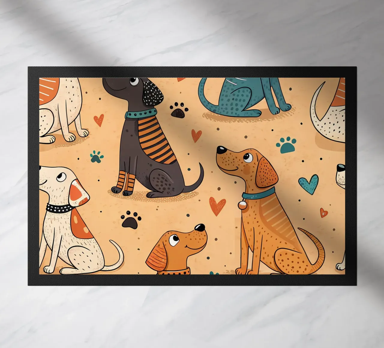 Dog Doodle Pattern doormat by Happy Littles