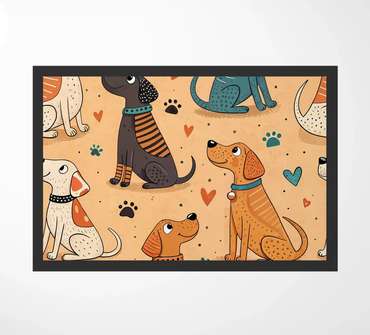 Dog Doodle Pattern doormat by Happy Littles