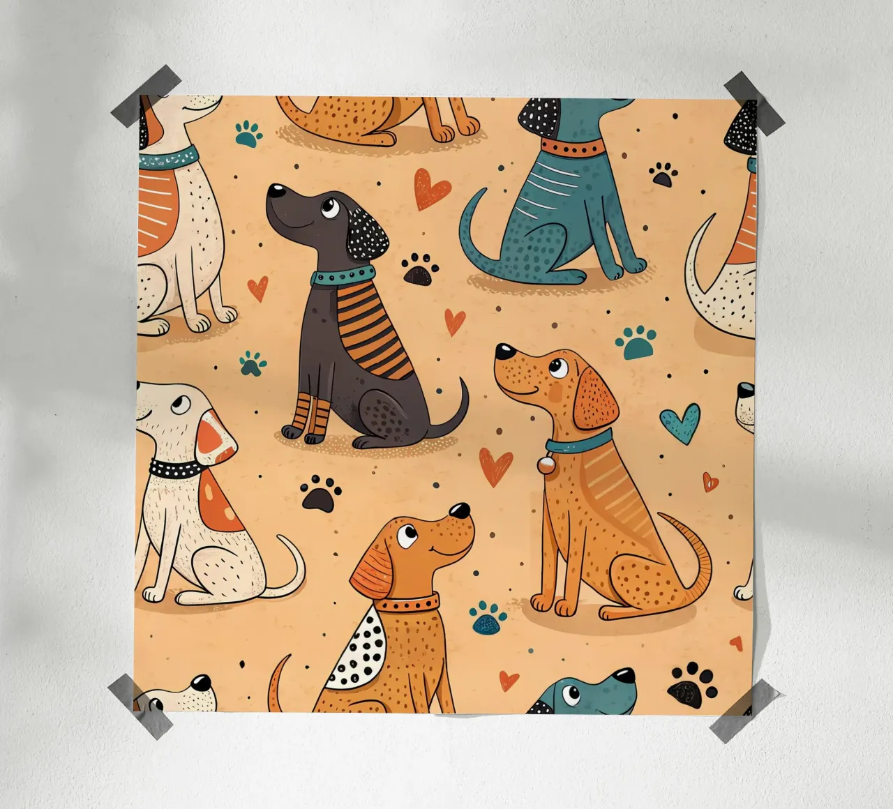 Dog Doodle Pattern poster da Happy Littles