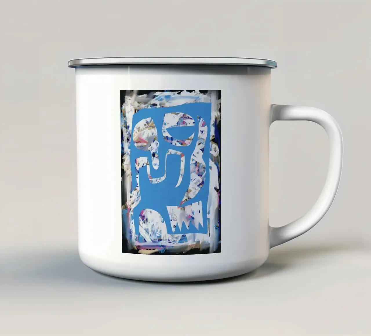 Caos bianco grande astratto 02 tazza in smalto da Little Dean