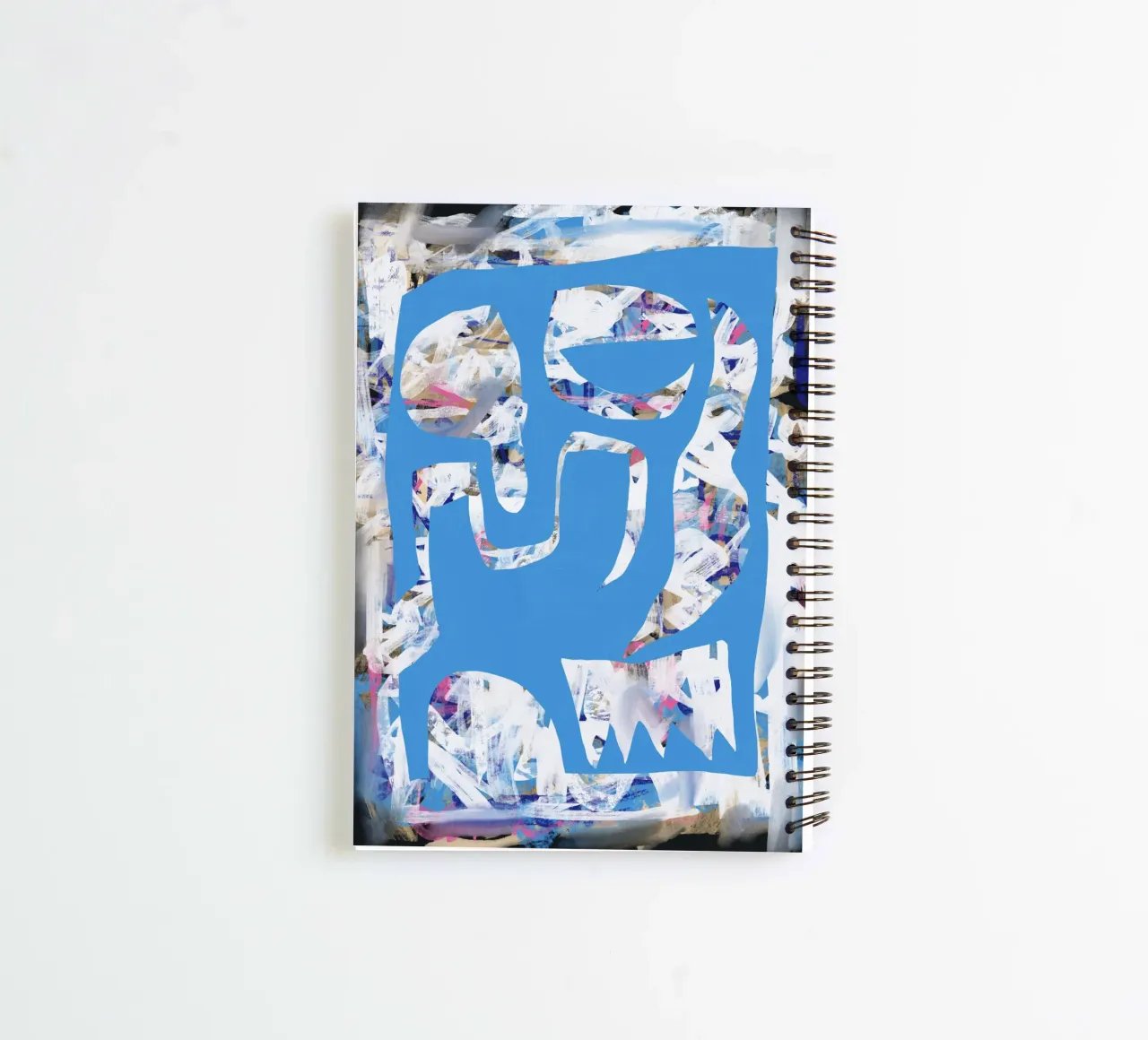 Chaos white large abstract 02 spiral notebook by Little Dean