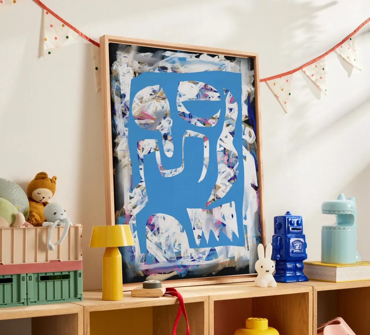 Chaos wit groot abstract 02 canvas van Little Dean
