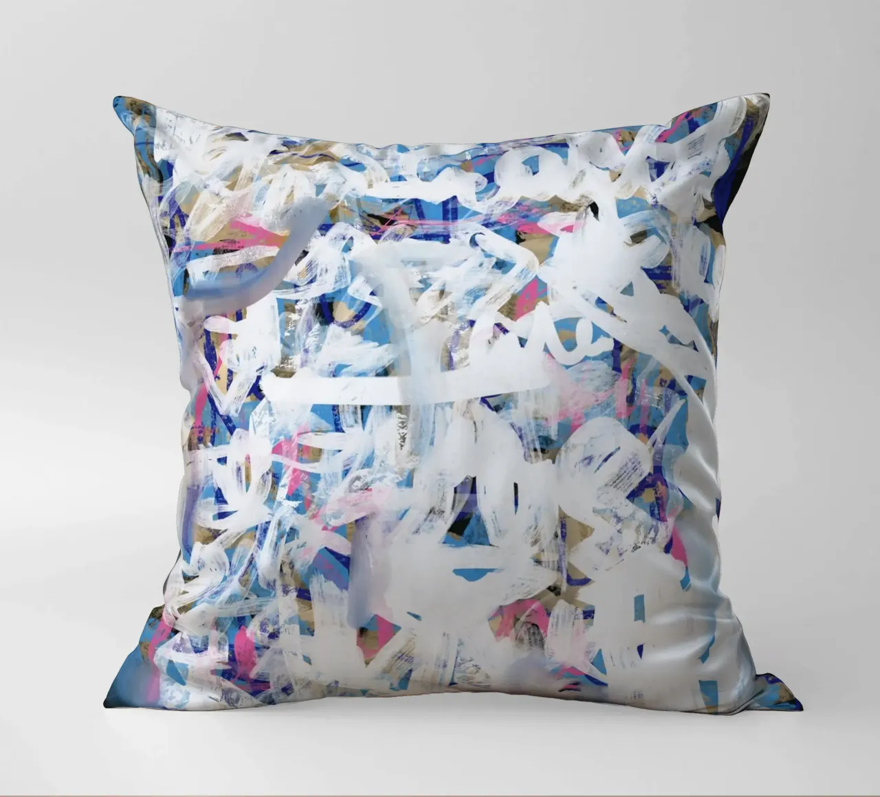 Chaos white large abstract decorative cushion by Little Dean