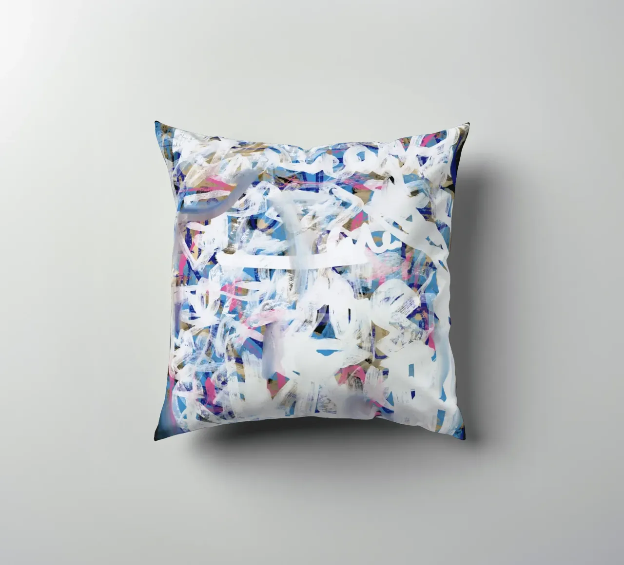 Chaos white large abstract decorative cushion by Little Dean