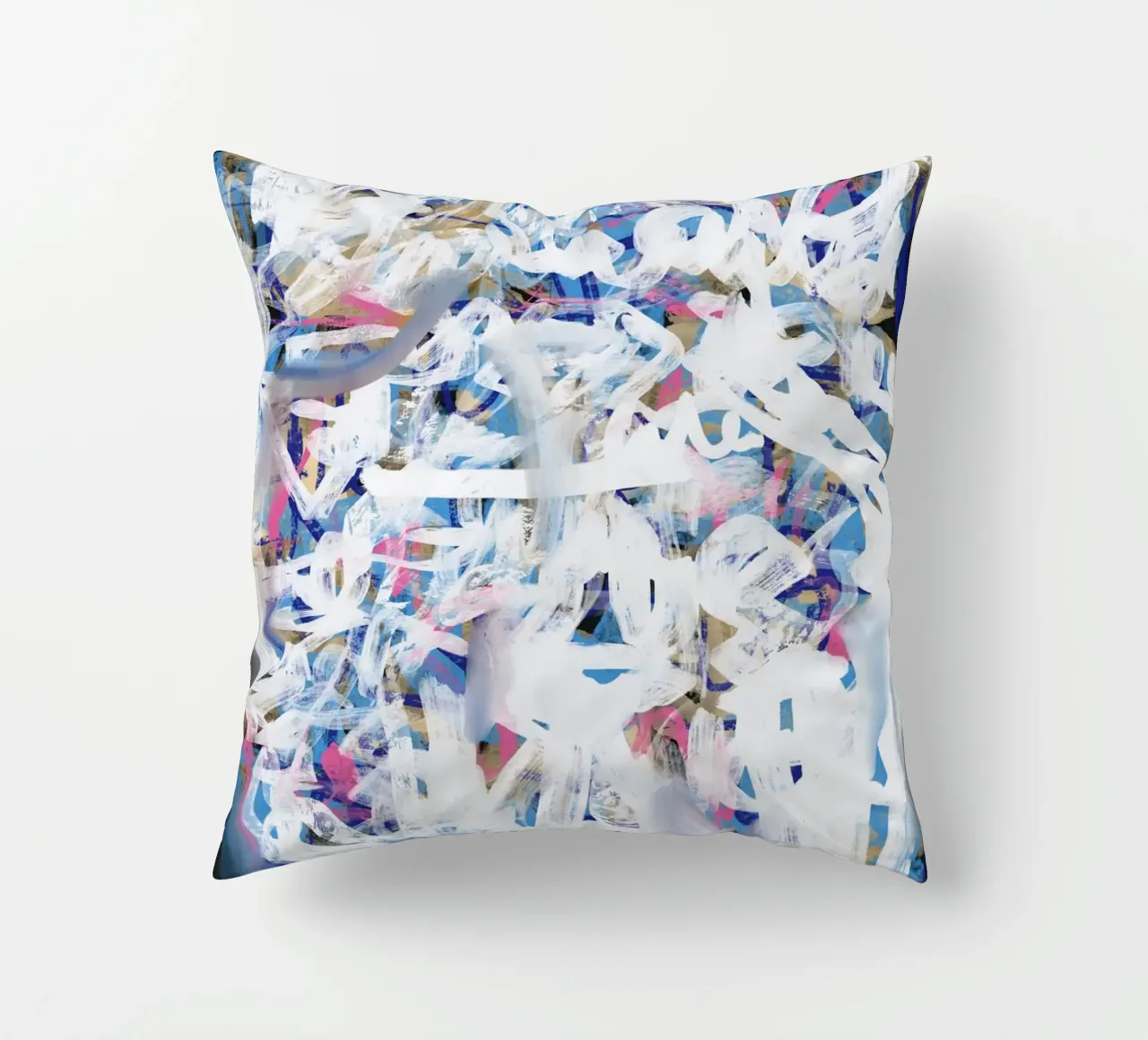 Chaos white large abstract decorative cushion by Little Dean