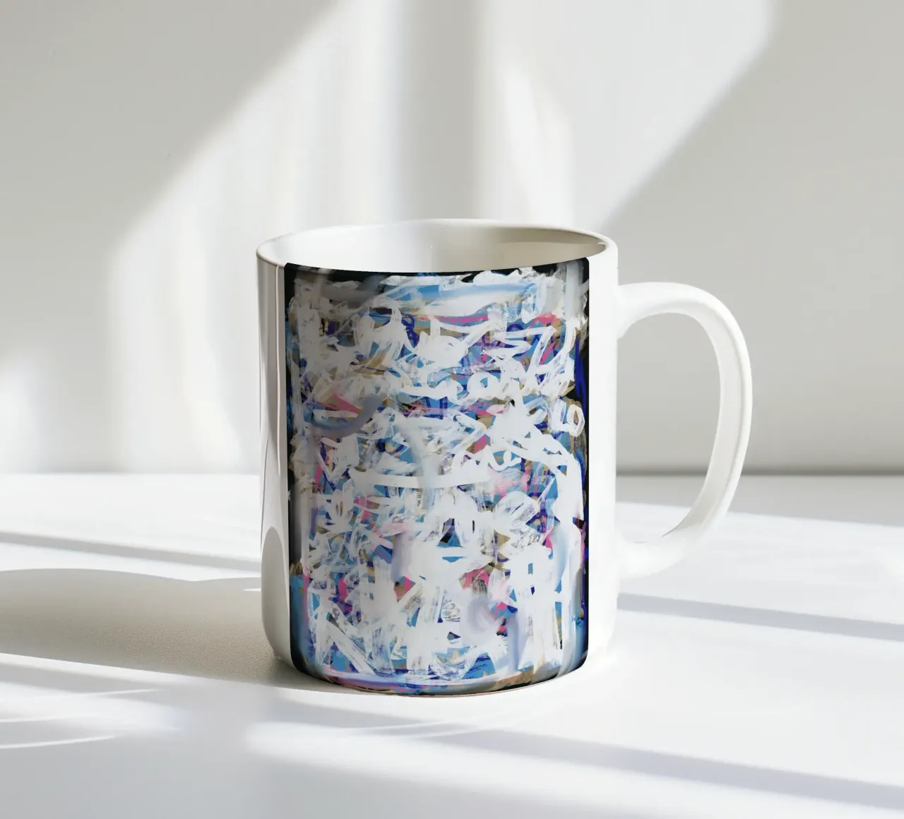 Chaos wit groot abstract keramische mok van Little Dean