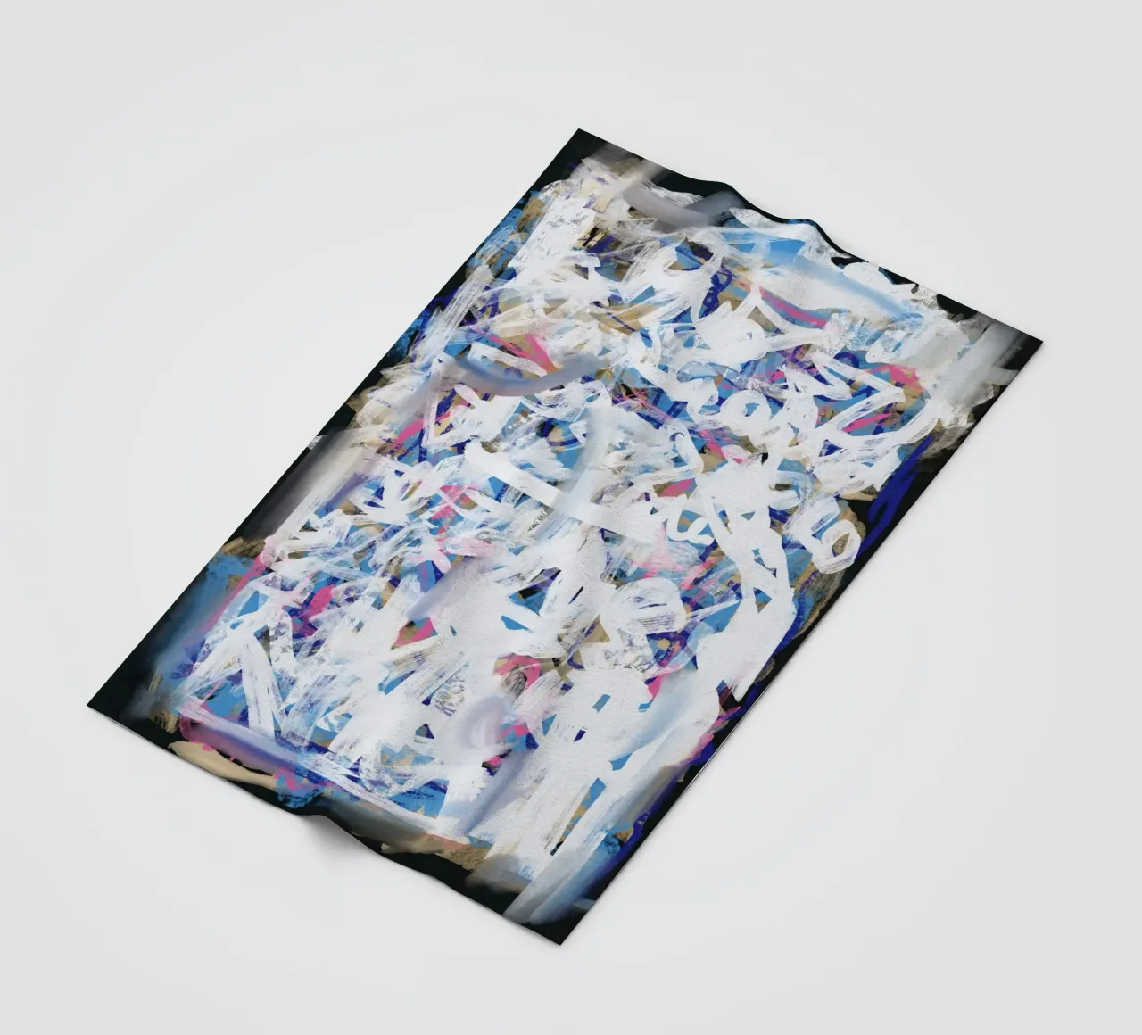 Chaos white large abstract fleece blanket by Little Dean