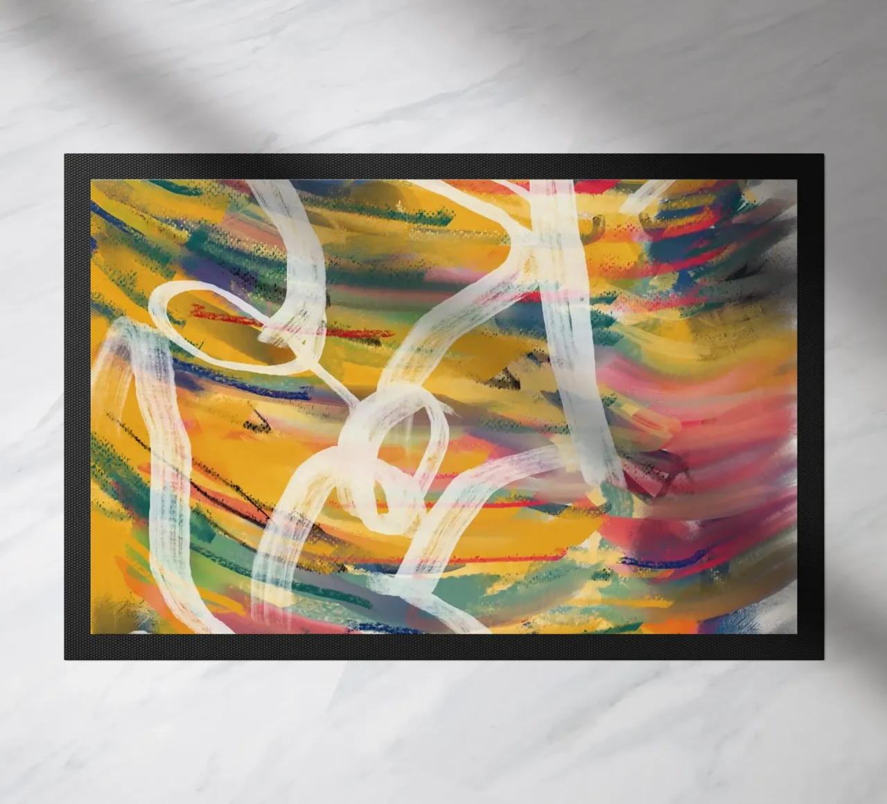 Chaos color large abstract 02 doormat by Little Dean